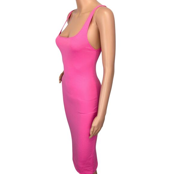 Zara Bodycon Midi Tank Dress Bubblegum Pink Size S - Picture 7 of 15